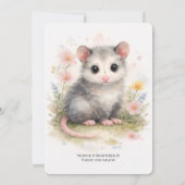 Watercolor Baby Possum Baby Shower  招待状 (裏面)