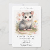 Watercolor Baby Possum Baby Shower  招待状 (正面)
