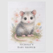 Watercolor Baby Possum Baby Shower  薄葉紙 (正面)
