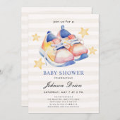 Watercolor Baby Shoes Theme | Neutral Baby Shower 招待状 (正面/裏面)
