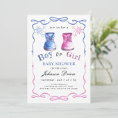 Watercolor Baby Shoes Theme | Neutral Baby Shower 招待状 (スタンド正面)