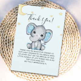 Watercolor Baby Shower Elephant Theme サンキューカード