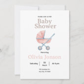 Watercolor Baby Shower Invitation, 招待状 (正面)