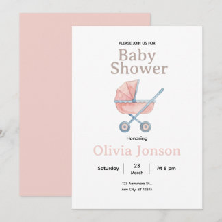 Watercolor Baby Shower Invitation, 招待状