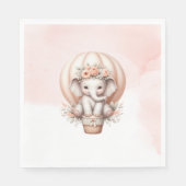 Watercolor Baby Shower Peach Elephant スタンダードランチョンナプキン (正面)