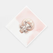 Watercolor Baby Shower Peach Elephant スタンダードランチョンナプキン (角)