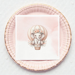 Watercolor Baby Shower Peach Elephant スタンダードランチョンナプキン