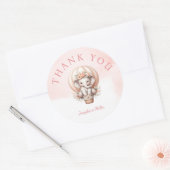 Watercolor Baby Shower Peach Elephant ラウンドシール (封筒)