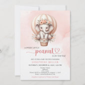 Watercolor Baby Shower Peach Elephant Invitation 招待状 (正面)