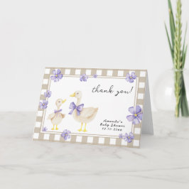 Watercolor baby silly goose baby shower thank you サンキューカード
