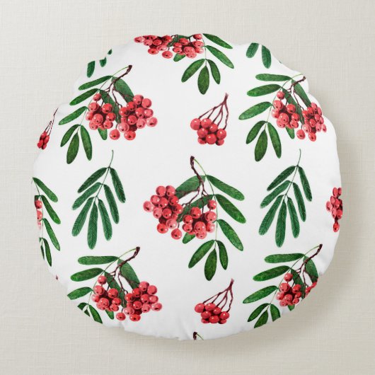 Watercolor background autumn bright rowan ラウンドクッション (正面)