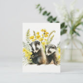 Watercolor Badgers ポストカード (スタンド正面)