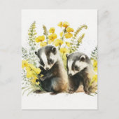 Watercolor Badgers ポストカード (正面)