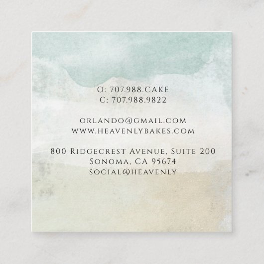 Watercolor Baker Artisan Bakery スクエア名刺 (裏面)