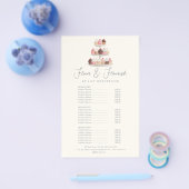 Watercolor Bakery Cupcake Elegant Service Menu チラシ (シングル)