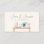 Watercolor Bakery Pastry Chef Script QR Code 名刺 (正面)