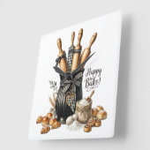 Watercolor Baking Theme Wall Art - Ideal for Baker スクエア壁時計 (傾斜)