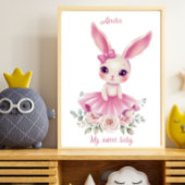 Watercolor Ballerina Bunny Nursery Poster ポスター