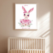 Watercolor Ballerina Bunny Nursery Poster ポスター