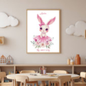 Watercolor Ballerina Bunny Nursery Poster ポスター