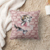 Watercolor Ballerina Kitten Girl Birthday Party  クッション (ブランケット)