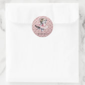 Watercolor Ballerina Kitten Girl Birthday Party ラウンドシール (バッグ)