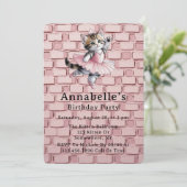 Watercolor Ballerina Kitten Girl Birthday Party 招待状 (スタンド正面)