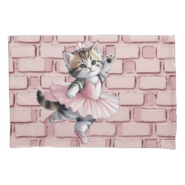 Watercolor Ballerina Kitten Girl Birthday Party  枕カバー