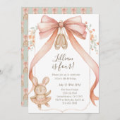 Watercolor Ballet Girls Fourth Birthday 招待状 (正面/裏面)