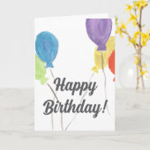 Watercolor Balloon Birthday Card (Blank Inside) カード (黄色い花)