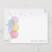 Watercolor Balloons Birthday Note Card 招待状 (正面)