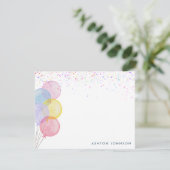 Watercolor Balloons Birthday Note Card 招待状 (スタンド正面)