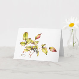 Watercolor barberry greeting card blank inside カード