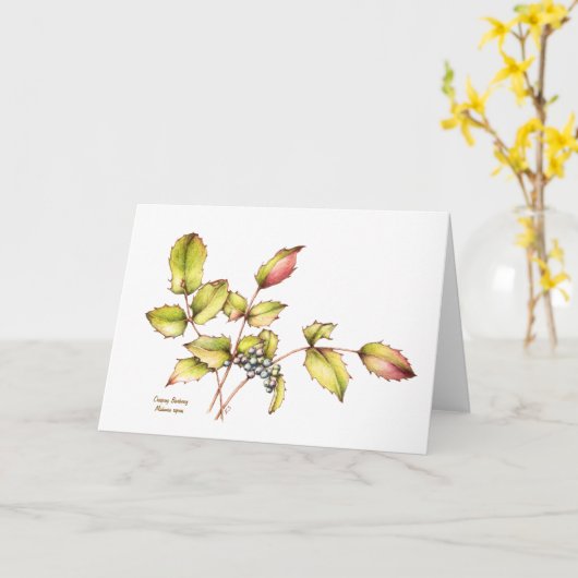 Watercolor barberry greeting card blank inside カード (黄色い花)