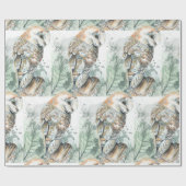 Watercolor Barn Owl Bird Nature Wildlife art ラッピングペーパー (フラット)