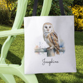 Watercolor Barn Owl Personalized Reusable トートバッグ