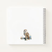 Watercolor Barn Owl Rustic Wildlife Personalized ノートブック (裏面)