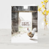 Watercolor Barn Rooster 104th Birthday Humor カード (黄色い花)