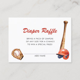 Watercolor Baseball Baby Shower Diaper Raffle エンクロージャーカード