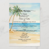 Watercolor Beach and Palm Trees Wedding Menu メニュー (正面)