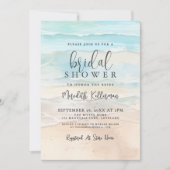 Watercolor Beach Bridal Shower 招待状 (正面)