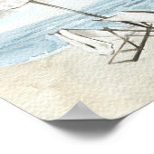 Watercolor Beach Chairs and Umbrella ポスター (角)
