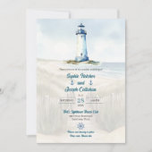 Watercolor Beach, Coastal New England Wedding 招待状 (正面)