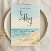 Watercolor Beach Coastal Wedding 招待状