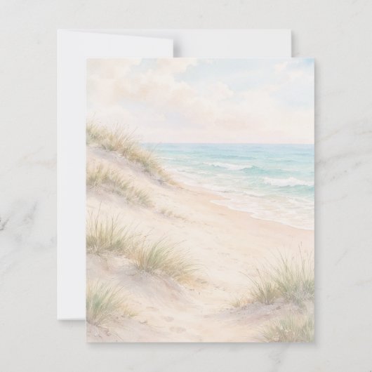 Watercolor beach coatal modern wedding invitation (裏面)