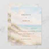 Watercolor beach coatal modern wedding invitation (正面/裏面)