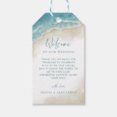 Watercolor Beach Destination Wedding Welcome ギフトタグ (正面)