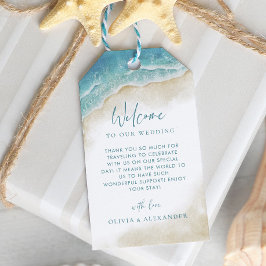 Watercolor Beach Destination Wedding Welcome ギフトタグ