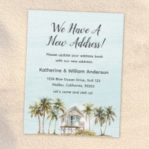 Watercolor Beach House Moving Announcement Card