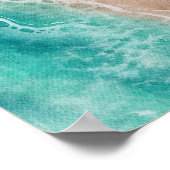 Watercolor Beach Ocean Waves Coastal ポスター (角)